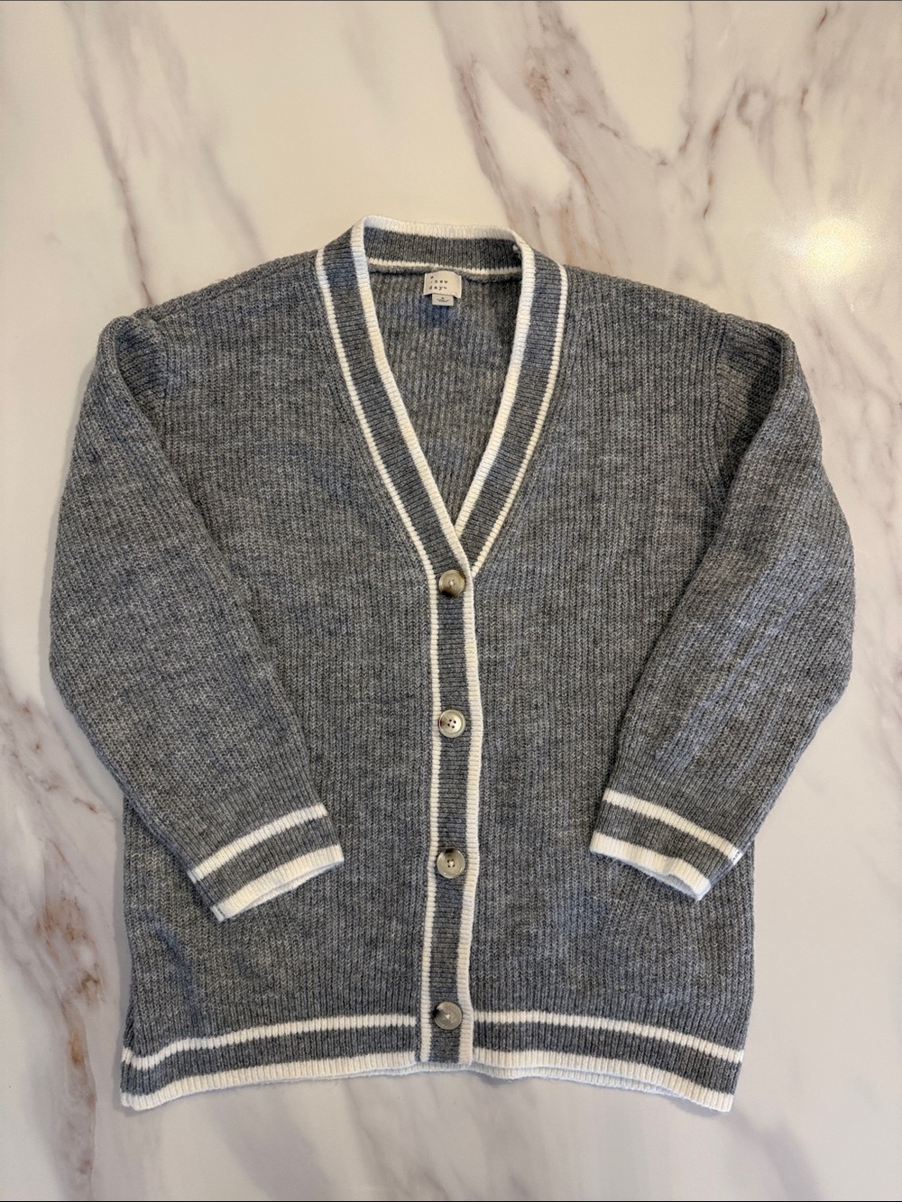 a new day Relaxed Fit V-Neck Button Down Cardigan Sweater Small Grey White
